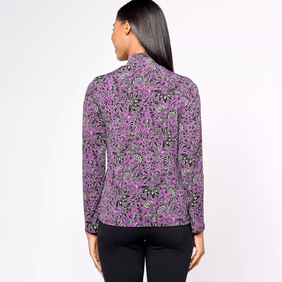 Susan Graver Paisley Mockneck Women's Top - Picture 3 of 7